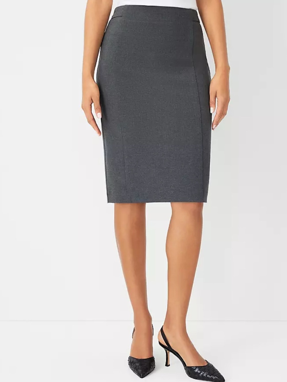 Anne Taylor Petite Seamed Pencil Skirt - Modern Charcoal